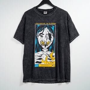 Like Moths to Flames Band T-Shirt Black Chemical Wash Size L